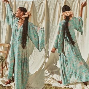 NWT Spell Designs Farrah Half Moon Gown Aqua XS